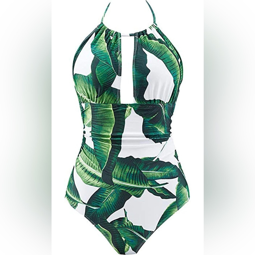 Women Deep V Neck One Piece Swimsuits Criss Cross Solid Ruched Tummy Control